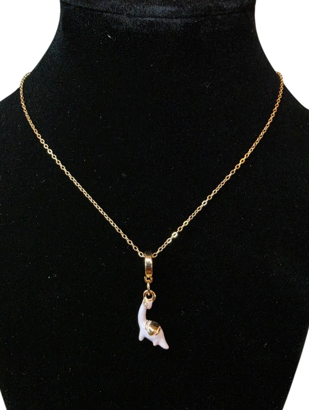 Cute Gold Dinosaur Pendant Necklace Stainless Steel Chain